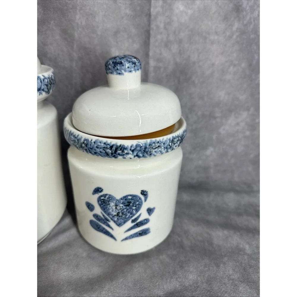 1990s Ceramic Blue Heart‎ Jars Kitchen Gibson 9